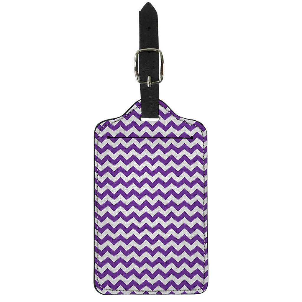Purple And White Chevron Pattern Print Luggage Tag