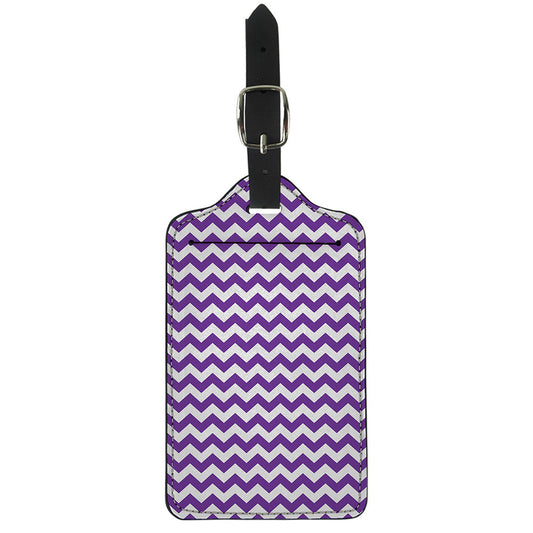 Purple And White Chevron Pattern Print Luggage Tag