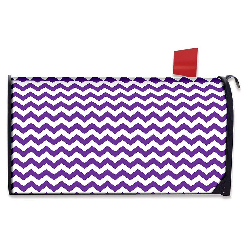 Purple And White Chevron Pattern Print Mailbox Cover