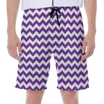 Purple And White Chevron Pattern Print Men's Beach Shorts