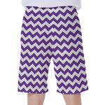 Purple And White Chevron Pattern Print Men's Beach Shorts