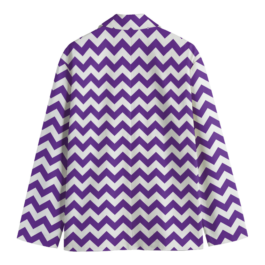 Purple And White Chevron Pattern Print Men's Blazer