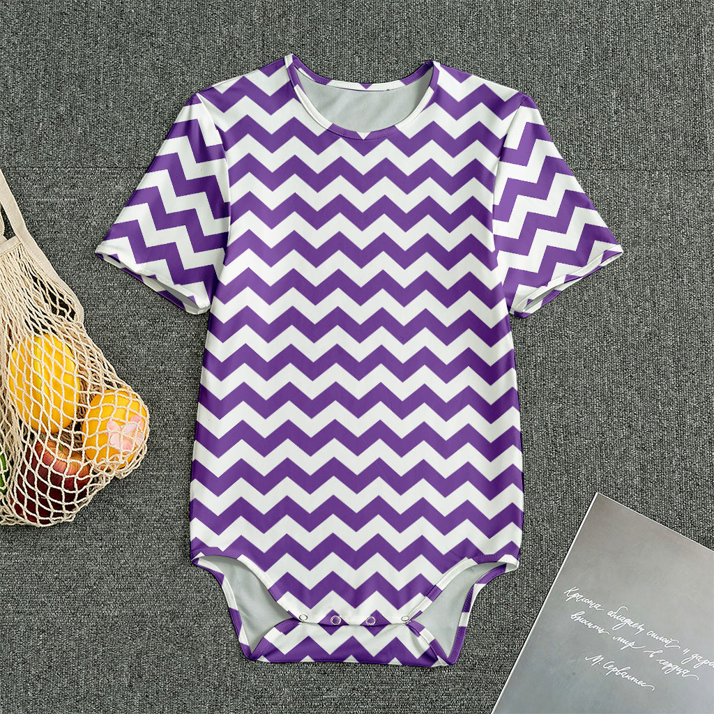 Purple And White Chevron Pattern Print Men's Bodysuit