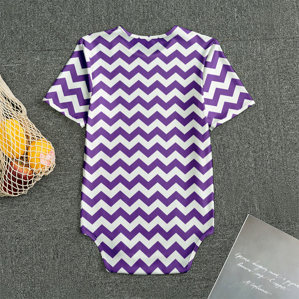 Purple And White Chevron Pattern Print Men's Bodysuit