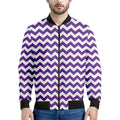 Purple And White Chevron Pattern Print Men's Bomber Jacket