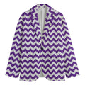 Purple And White Chevron Pattern Print Men's Cotton Blazer