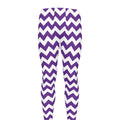 Purple And White Chevron Pattern Print Men's Leggings