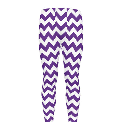 Purple And White Chevron Pattern Print Men's leggings