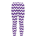 Purple And White Chevron Pattern Print Men's leggings