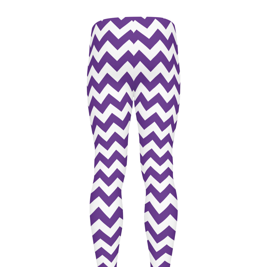 Purple And White Chevron Pattern Print Men's leggings
