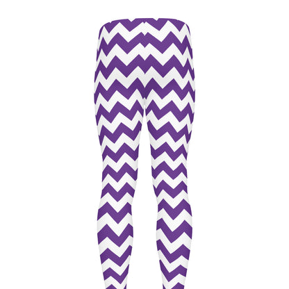 Purple And White Chevron Pattern Print Men's leggings