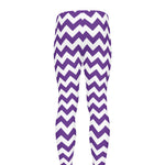 Purple And White Chevron Pattern Print Men's leggings