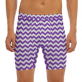 Purple And White Chevron Pattern Print Men's Long Boxer Briefs