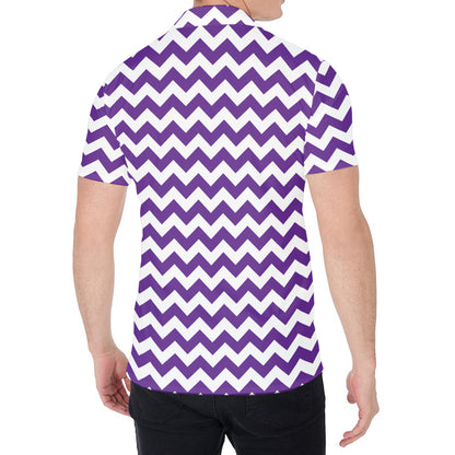 Purple And White Chevron Pattern Print Men's Shirt