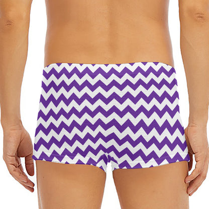 Purple And White Chevron Pattern Print Men's Short Boxer Briefs