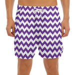 Purple And White Chevron Pattern Print Men's Split Running Shorts