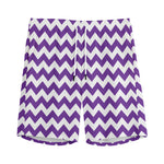 Purple And White Chevron Pattern Print Men's Sports Shorts