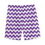 Purple And White Chevron Pattern Print Men's Sports Shorts