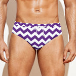 Purple And White Chevron Pattern Print Men's Swim Briefs