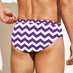 Purple And White Chevron Pattern Print Men's Swim Briefs