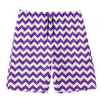 Purple And White Chevron Pattern Print Men's Swim Trunks