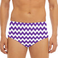 Purple And White Chevron Pattern Print Men's Triangle Swim Briefs