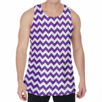 Purple And White Chevron Pattern Print Men's Velvet Tank Top