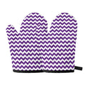 Purple And White Chevron Pattern Print Oven Mitts