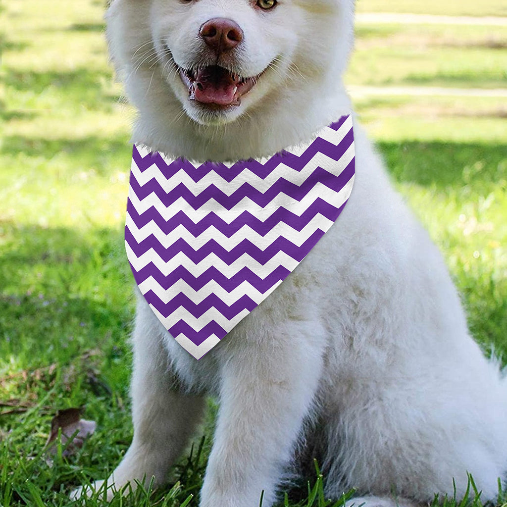 Purple And White Chevron Pattern Print Over The Collar Dog Bandana