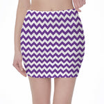 Purple And White Chevron Pattern Print Pencil Mini Skirt