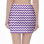 Purple And White Chevron Pattern Print Pencil Mini Skirt