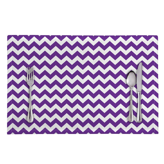 Purple And White Chevron Pattern Print Placemat