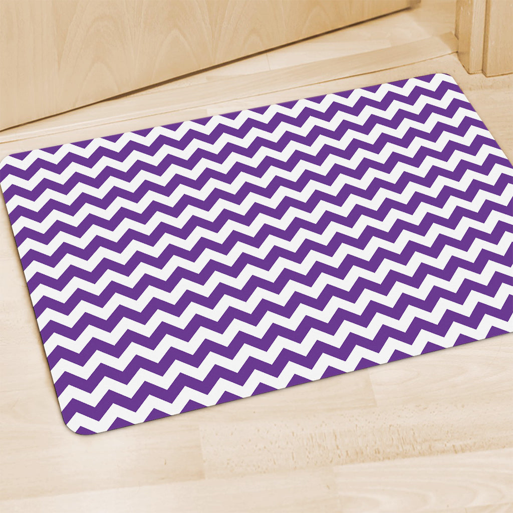 Purple And White Chevron Pattern Print Polyester Doormat