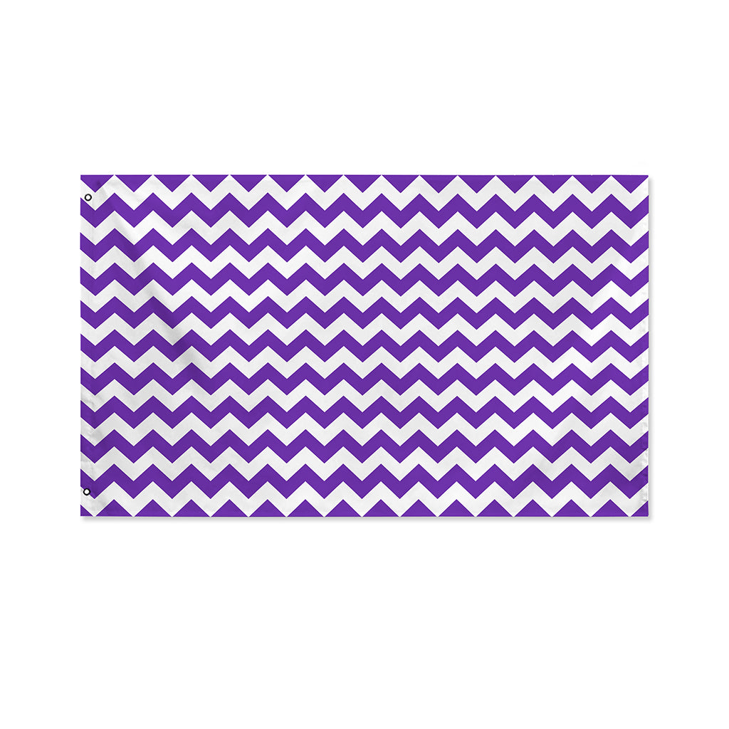 Purple And White Chevron Pattern Print Polyester Flag