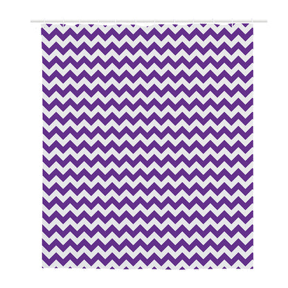 Purple And White Chevron Pattern Print Polyester Shower Curtain