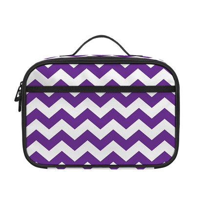 Purple And White Chevron Pattern Print Portable Lunch Bag