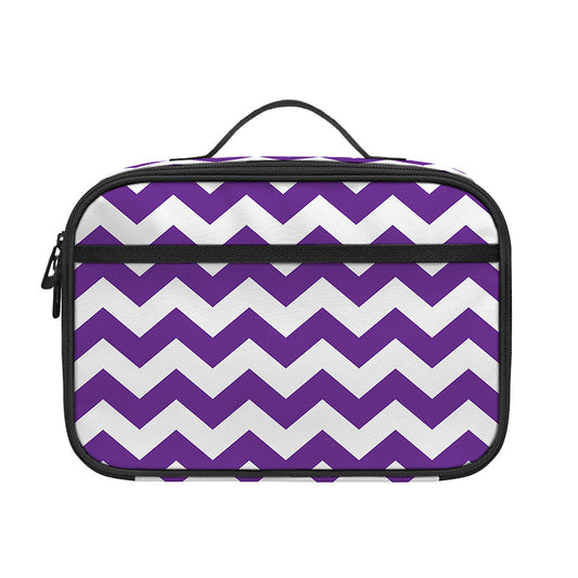 Purple And White Chevron Pattern Print Portable Lunch Bag