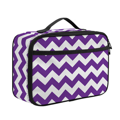 Purple And White Chevron Pattern Print Portable Lunch Bag