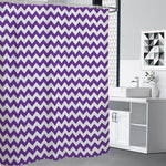 Purple And White Chevron Pattern Print Premium Shower Curtain