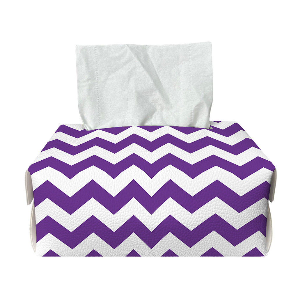 Purple And White Chevron Pattern Print Rectangle Tissue Box Cover