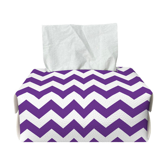 Purple And White Chevron Pattern Print Rectangle Tissue Box Cover