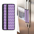 Purple And White Chevron Pattern Print Refrigerator Handle Covers