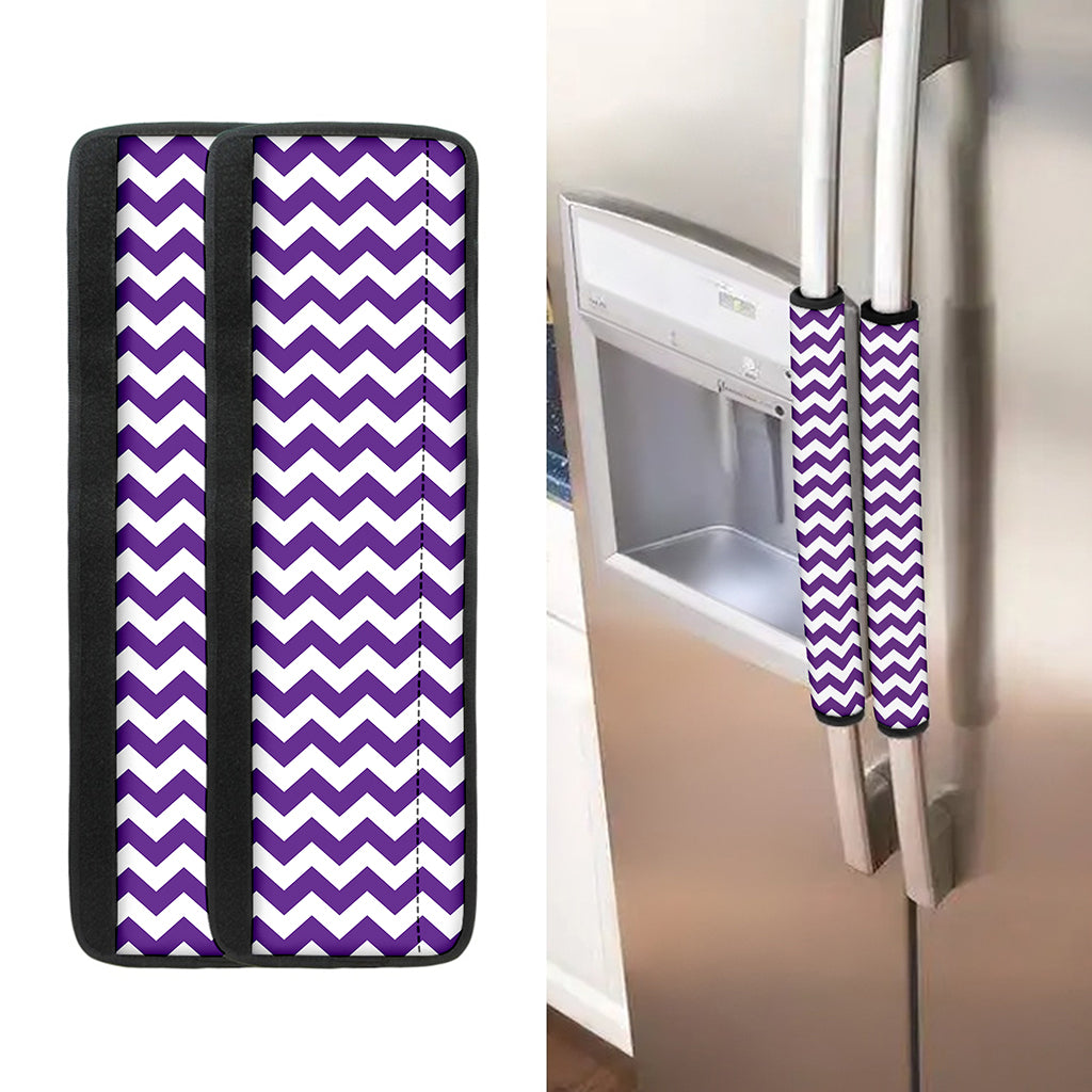 Purple And White Chevron Pattern Print Refrigerator Handle Covers