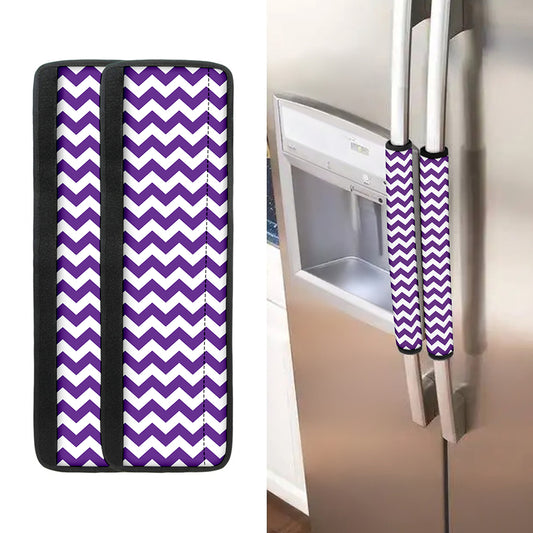 Purple And White Chevron Pattern Print Refrigerator Handle Covers