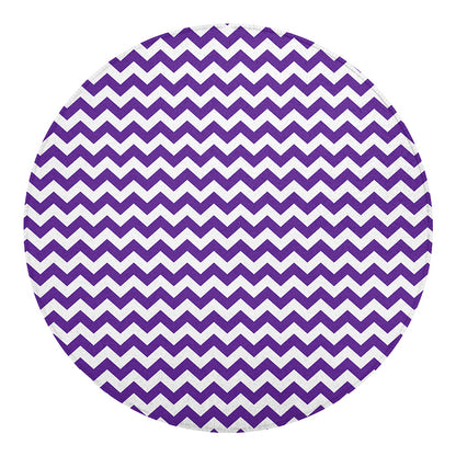Purple And White Chevron Pattern Print Round Blanket