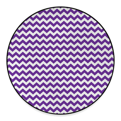 Purple And White Chevron Pattern Print Round Floor Mat