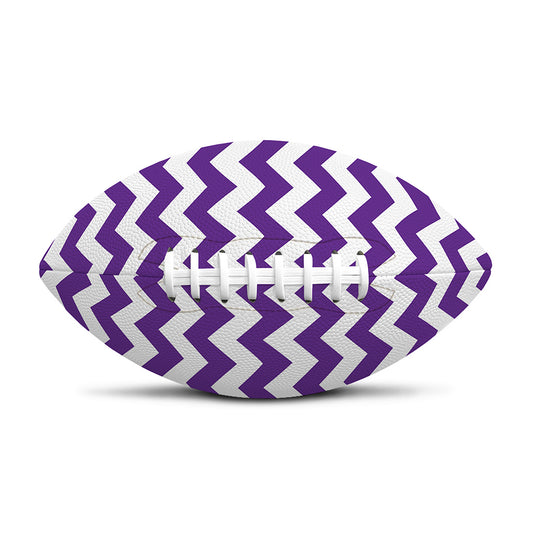 Purple And White Chevron Pattern Print Rugby Ball