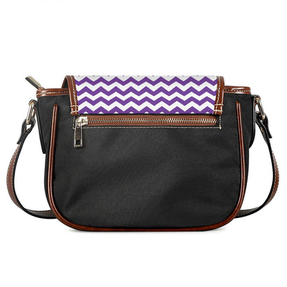 Purple And White Chevron Pattern Print Saddle Bag