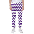 Purple And White Chevron Pattern Print Joggers