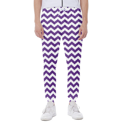 Purple And White Chevron Pattern Print Scuba Joggers